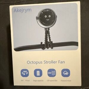 Akejrym Octopus Stroller Fan Portable Flexible Tripod Black A223 Rechargeable